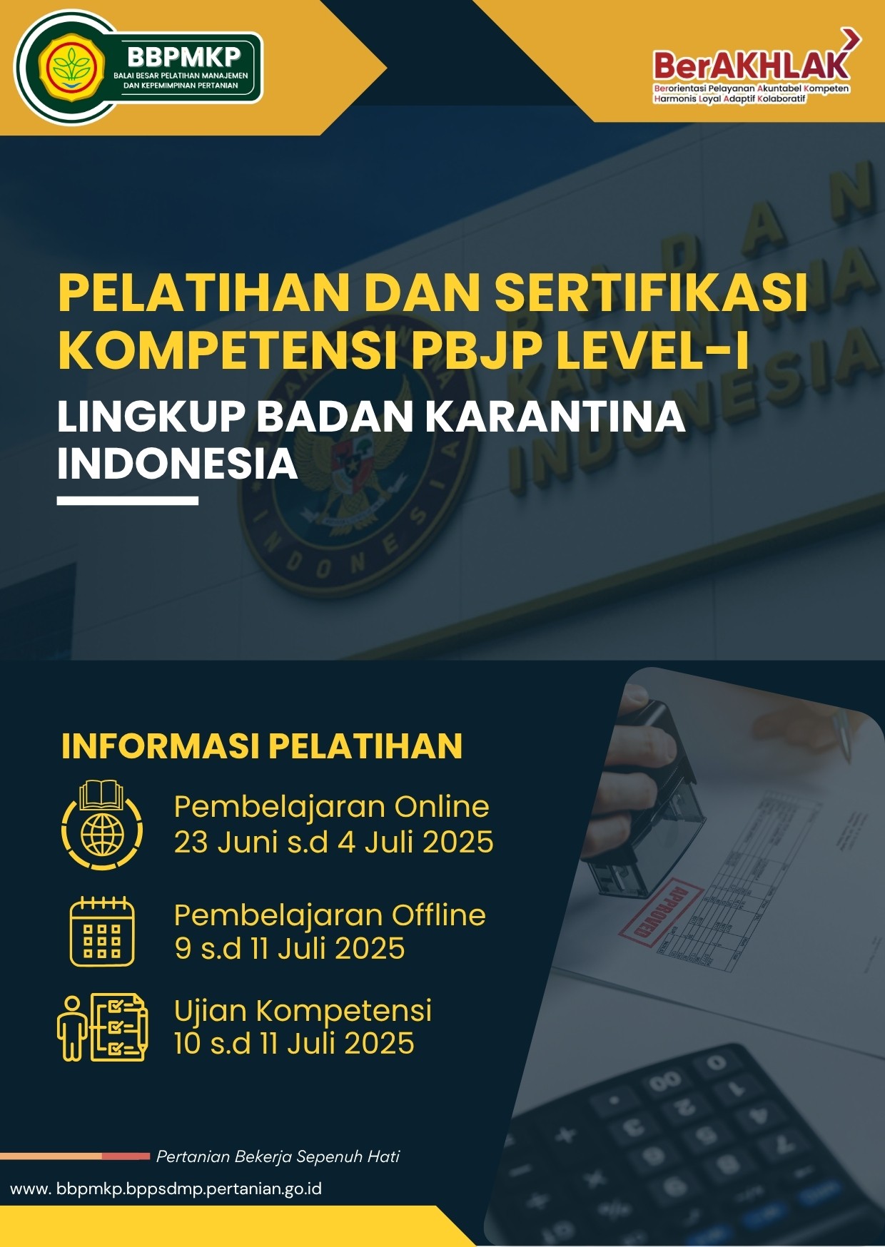 Pelatihan dan Sertfikasi Kompetensi PBJP Level-1 Lingkup Badan Karantina Indonesia